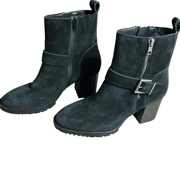 Blondo  ankle boots,women leather,Taylyn Black suede,chunky heels,waterproof 7.5 - Picture 2 of 13